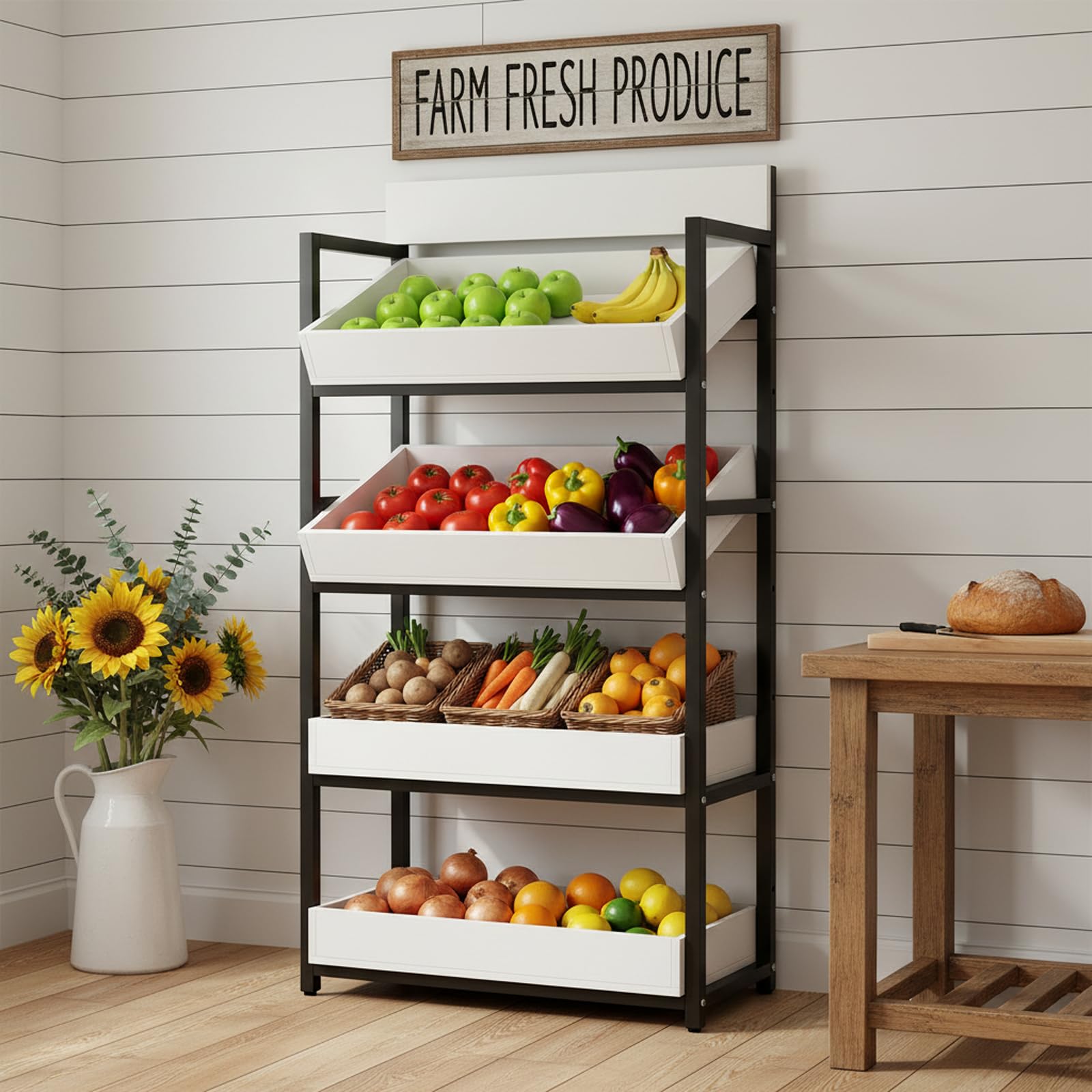 3-Tier Wood Fruit & Vegetable Storage Rack