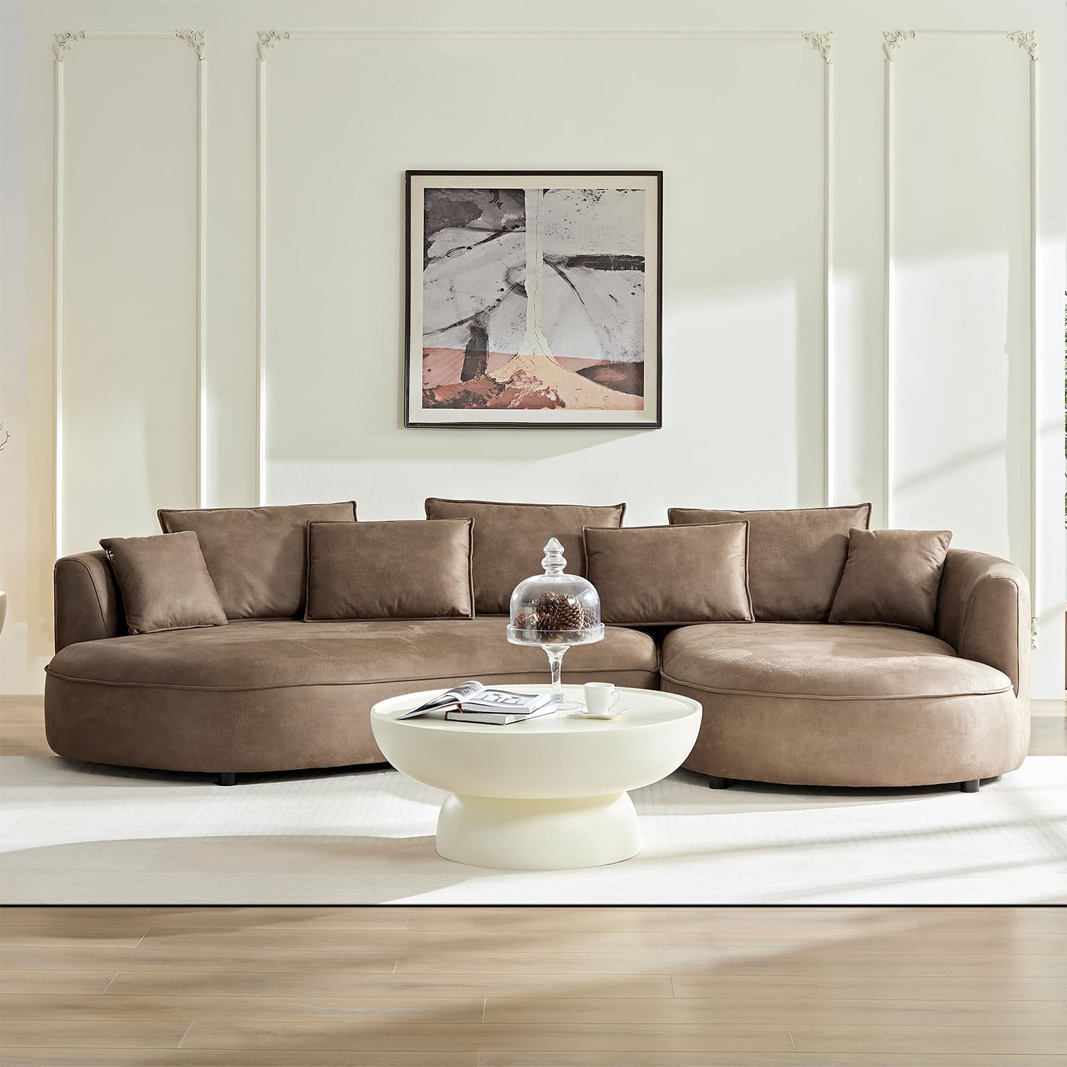 mr.waiba 125” Modern Curved Boucle Sectional Couch