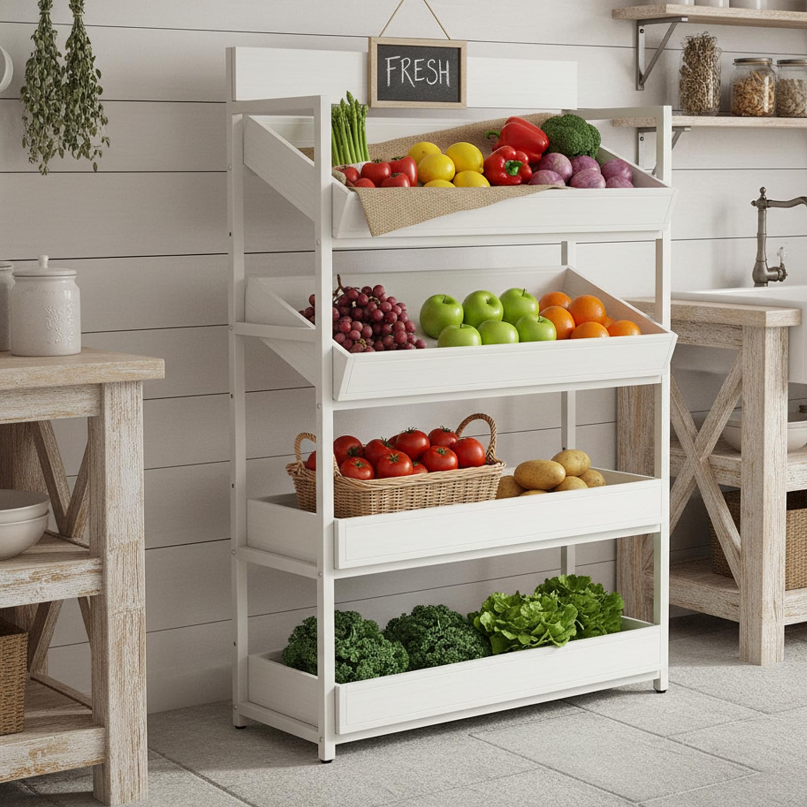 3-Tier Wood Fruit & Vegetable Storage Rack