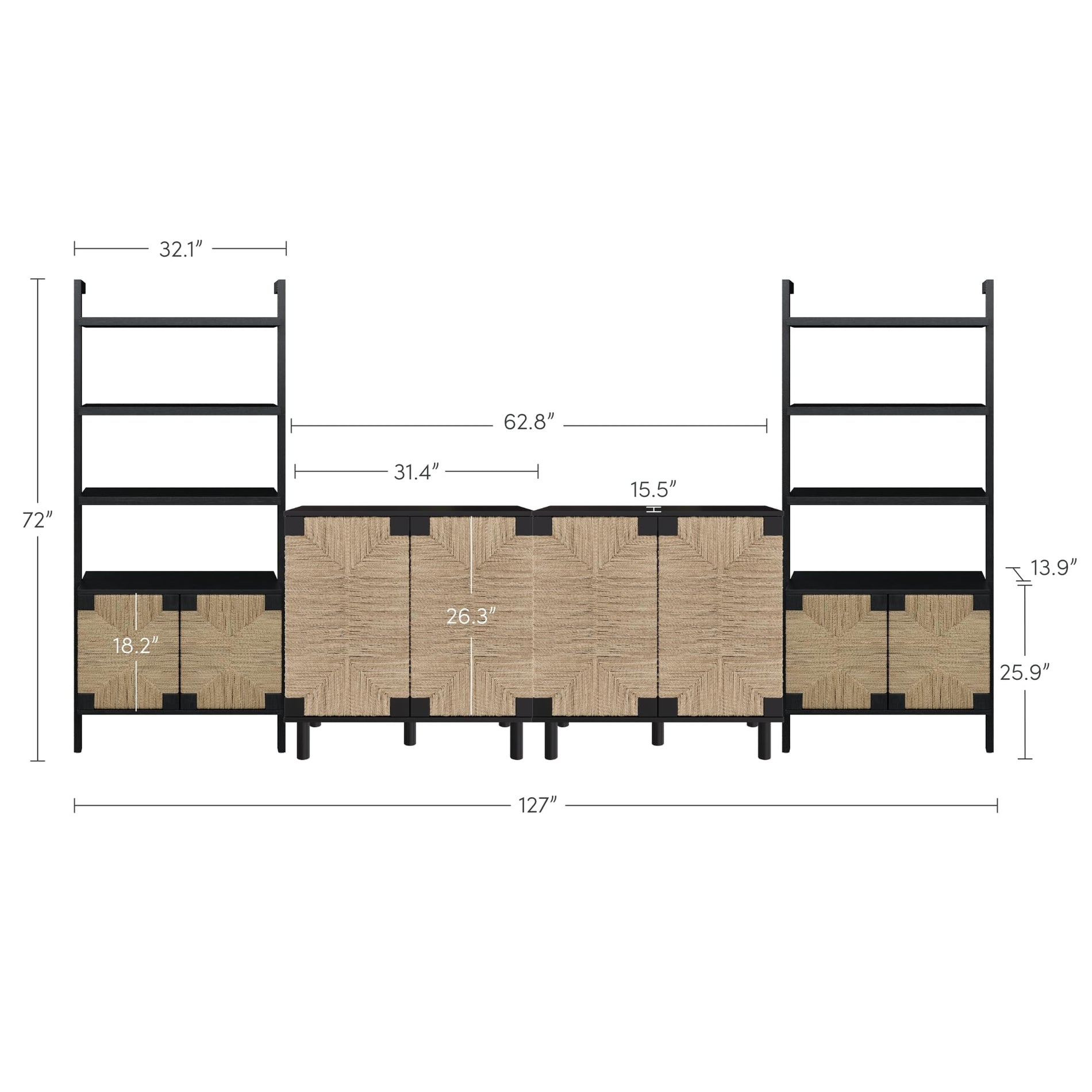 TV Stand with Shelves & Storage Cabinet