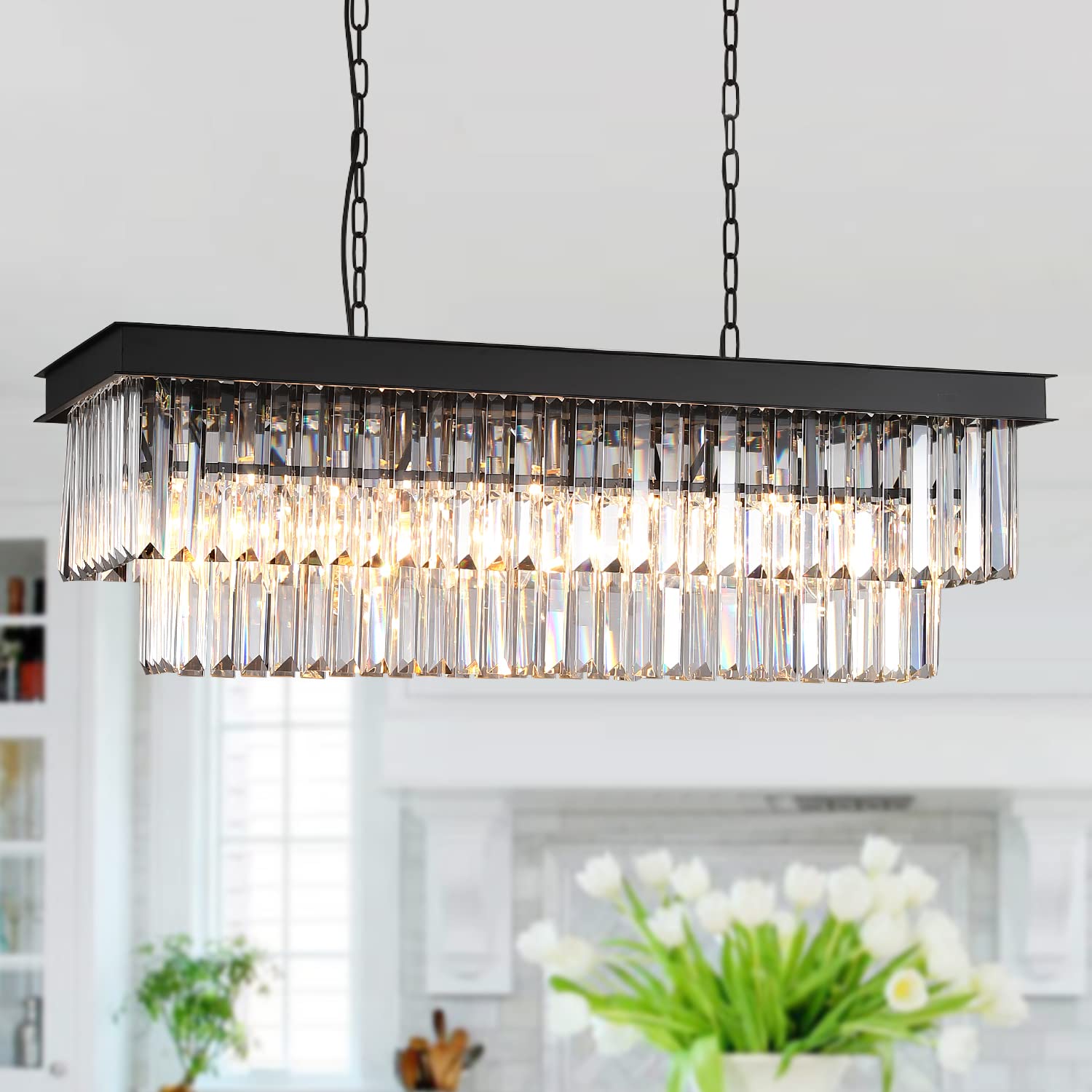 A AXILIXI Large Crystal Chandeliers