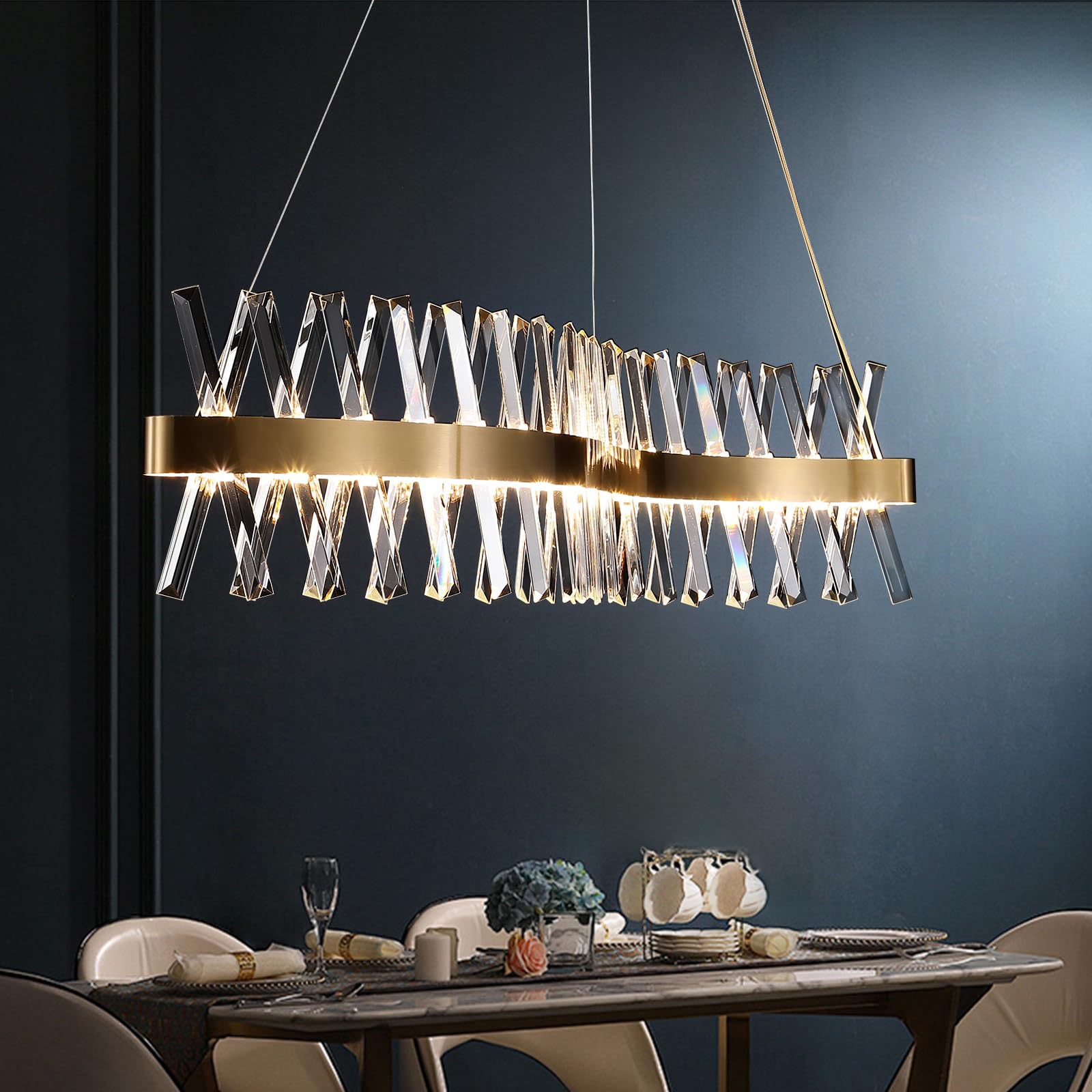 A AXILIXI Large Crystal Chandeliers