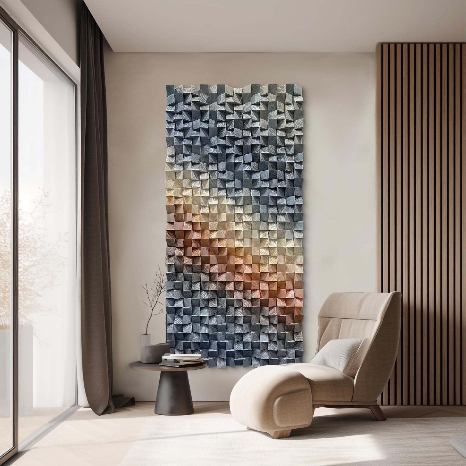 LIUZEYUE Wooden block symphony, modern minimalist wall decoration