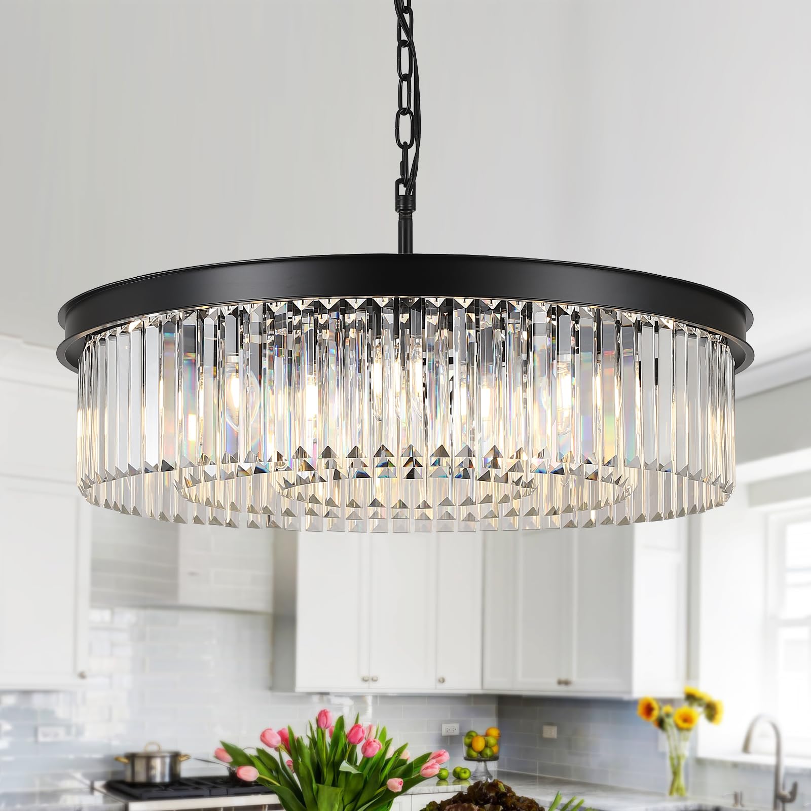 A AXILIXI Large Crystal Chandeliers