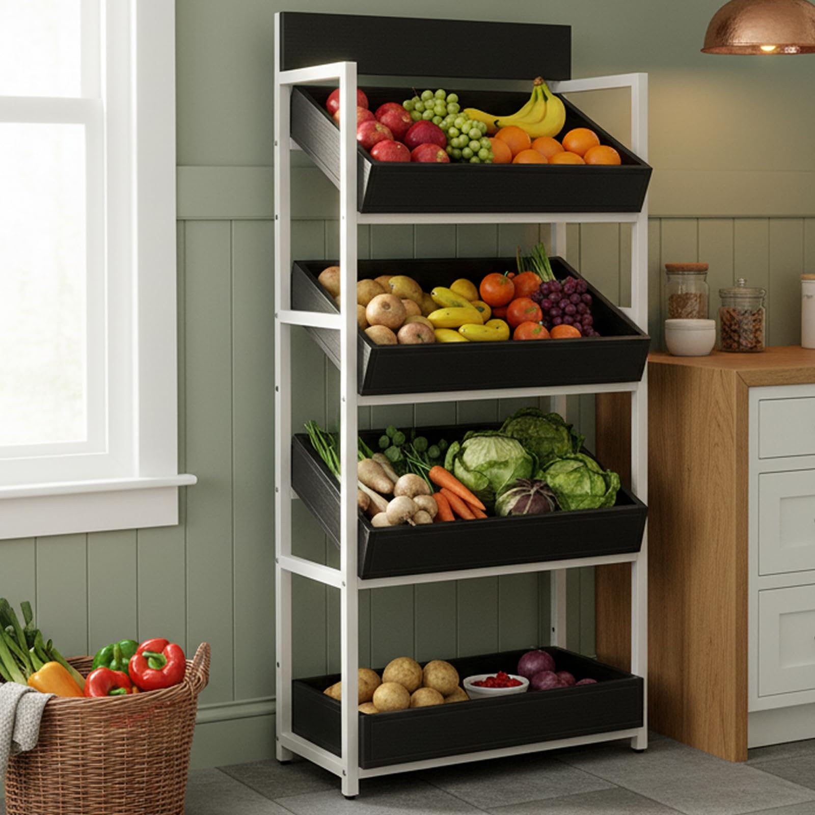 3-Tier Wood Fruit & Vegetable Storage Rack