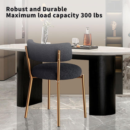 Glass Dining Table Set with Bouclé Chairs & Bench