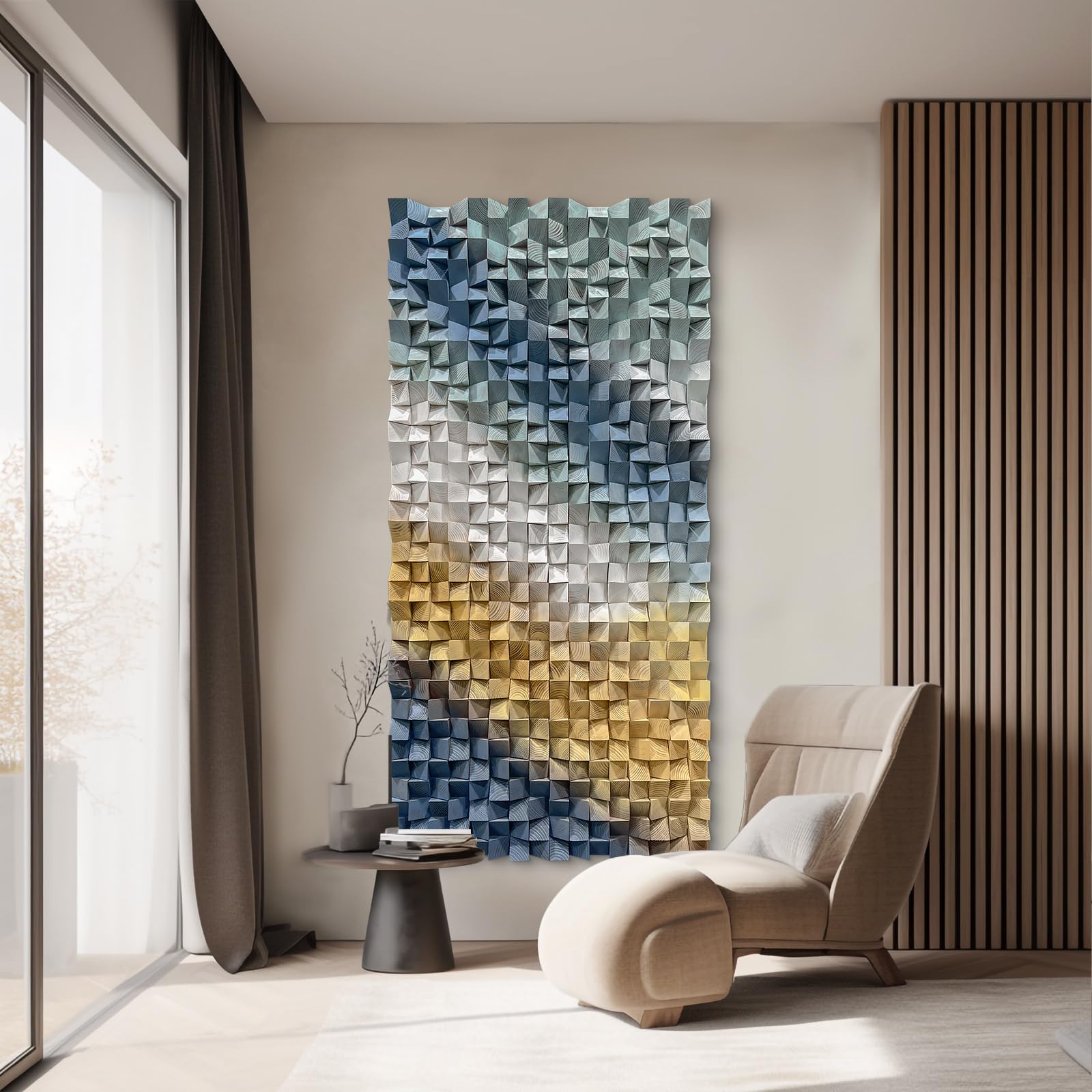 LIUZEYUE Wooden block symphony, modern minimalist wall decoration