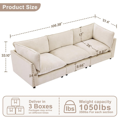 Modular Chenille Sectional Sofa with Deep Seats