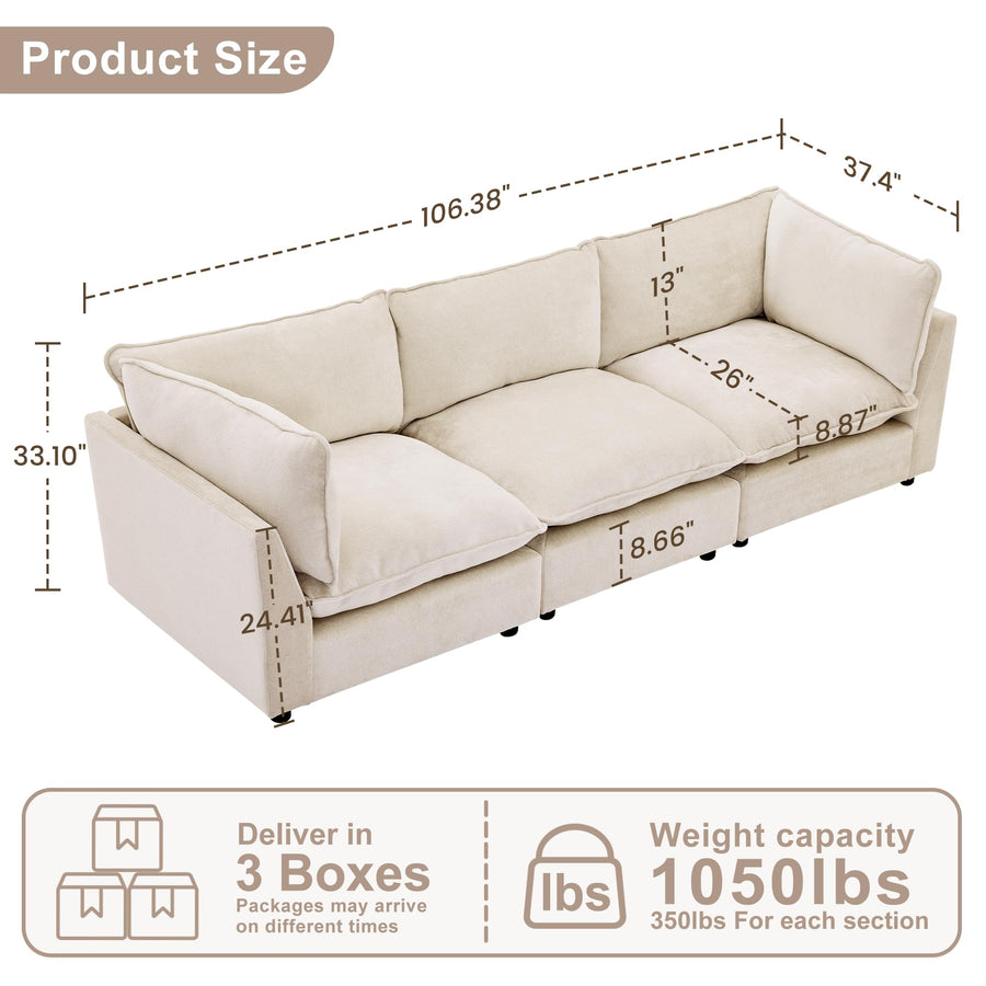 Modular Chenille Sectional Sofa with Deep Seats