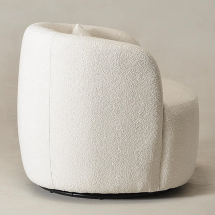 Bouclé Swivel Barrel Chairs Set of 2
