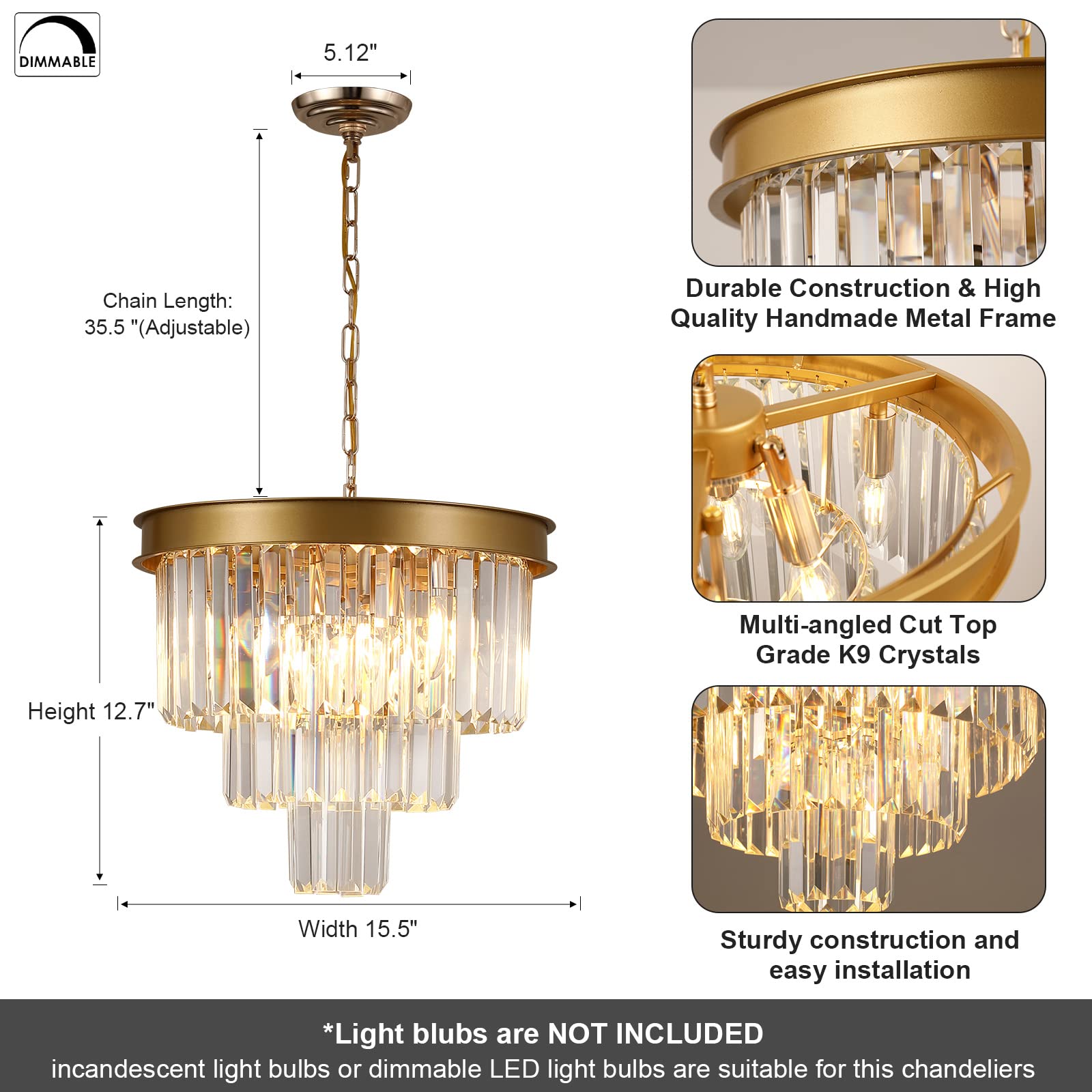 A AXILIXI Large Crystal Chandeliers