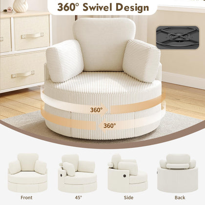 MEISSALIVVE Swivel Accent Chair with Half Moon Ottoman