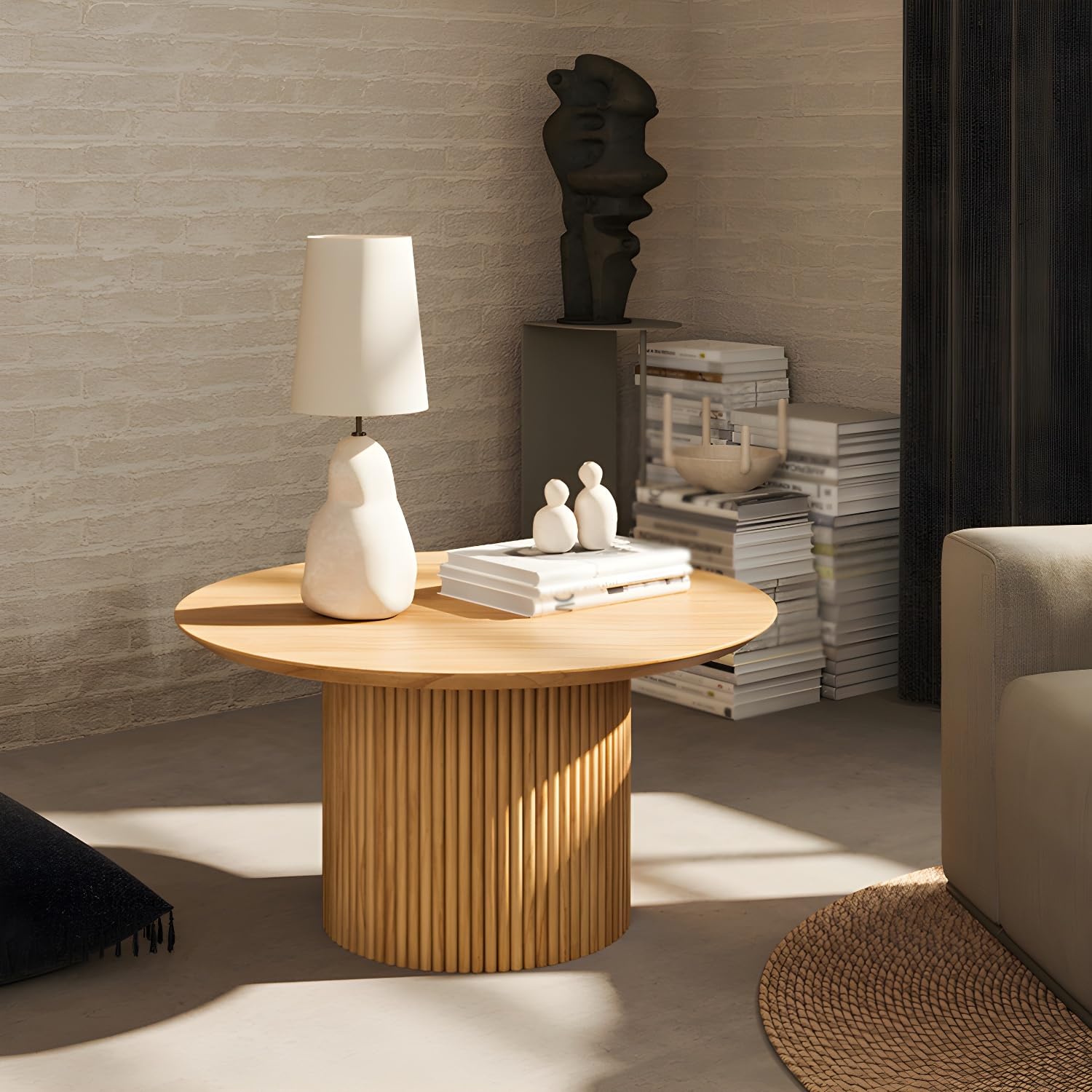 Modern Round Solid Wood Coffee Table