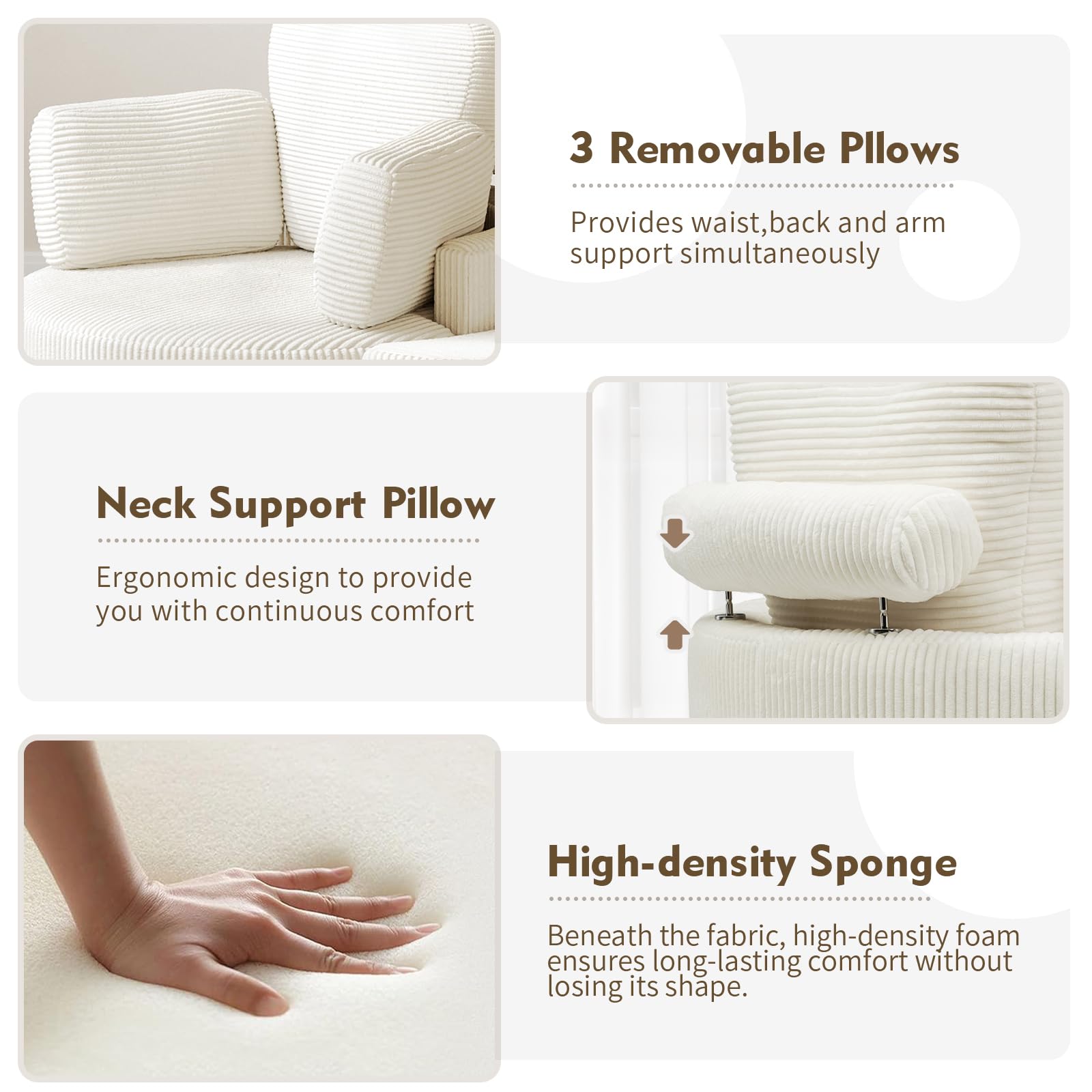 MEISSALIVVE Swivel Accent Chair with Half Moon Ottoman