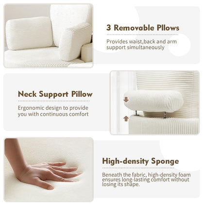 MEISSALIVVE Swivel Accent Chair with Half Moon Ottoman