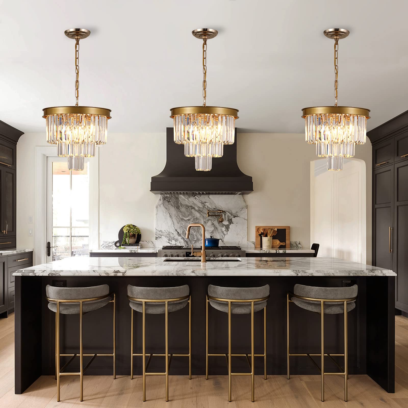 A AXILIXI Large Crystal Chandeliers