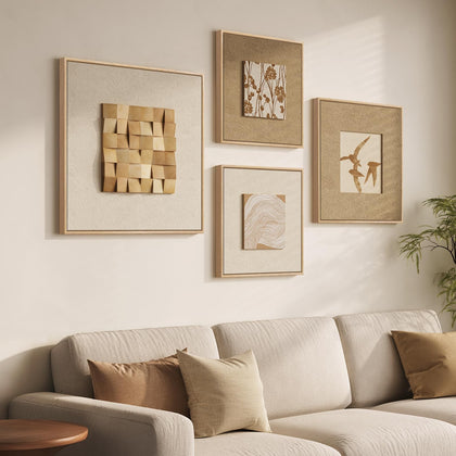 4 Piece Framed 3D Textured Wall Art for Living Room