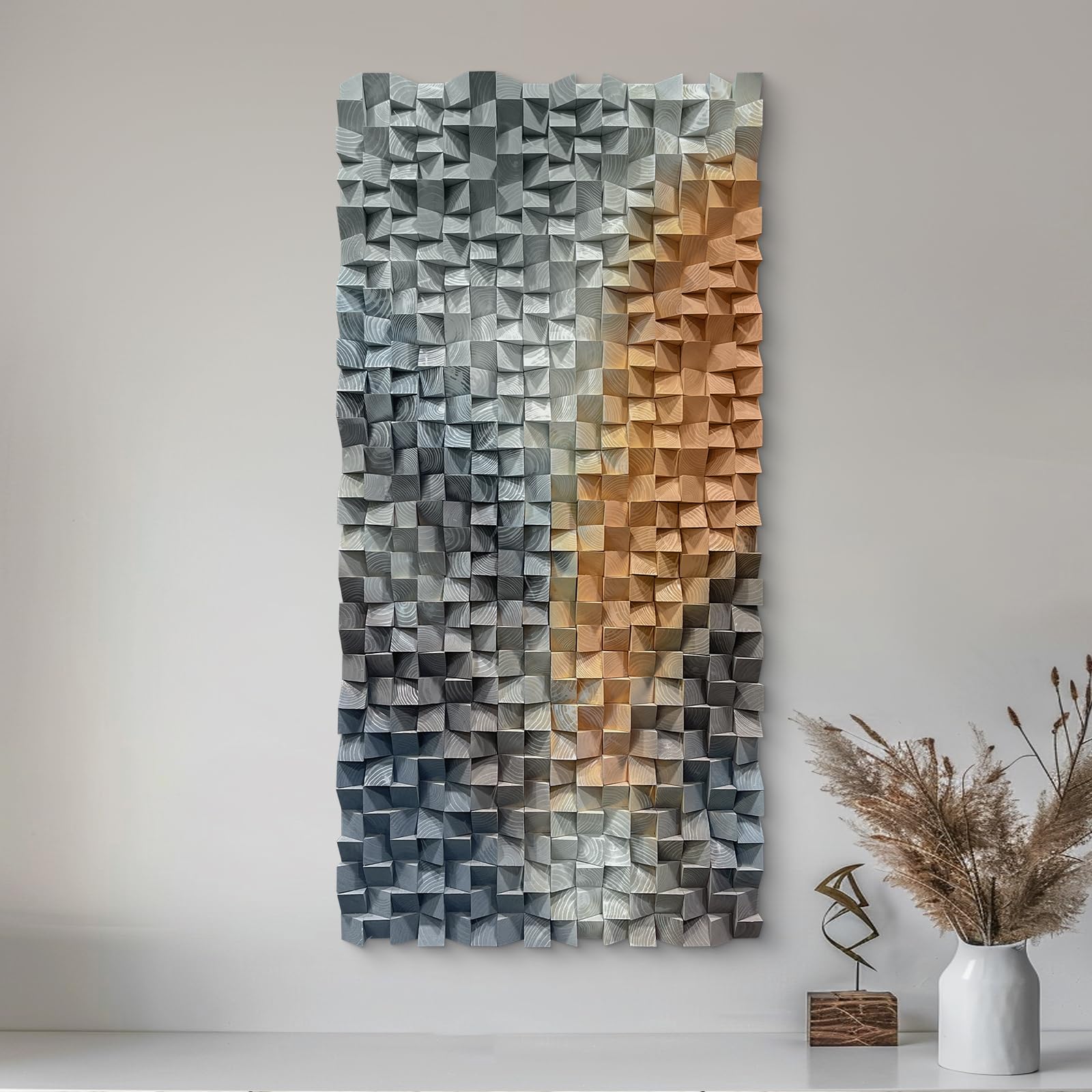 LIUZEYUE Wooden block symphony, modern minimalist wall decoration