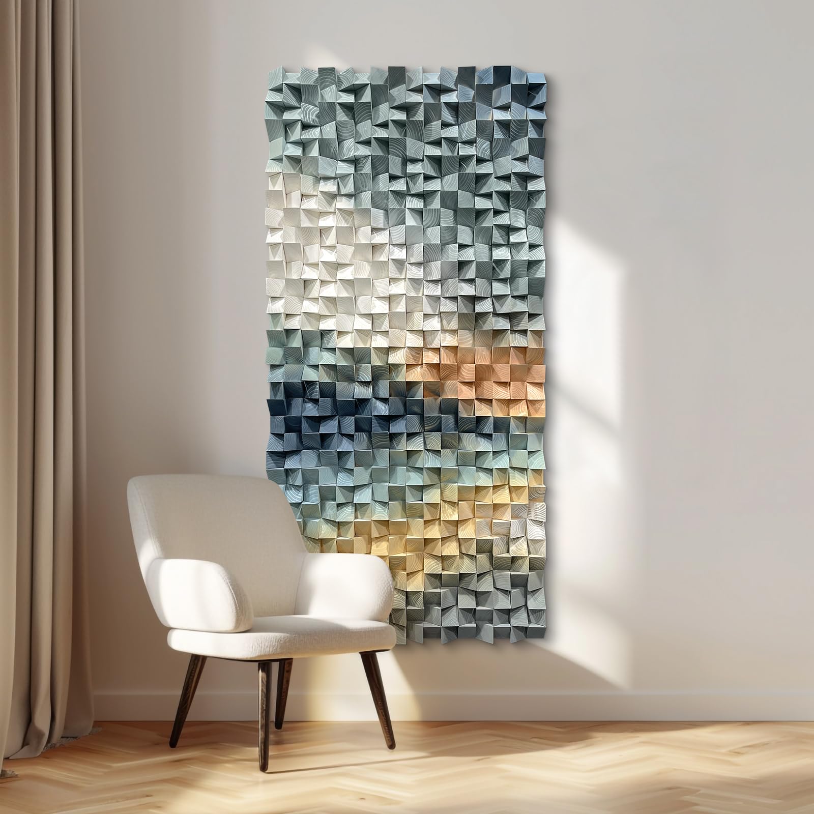 LIUZEYUE Wooden block symphony, modern minimalist wall decoration