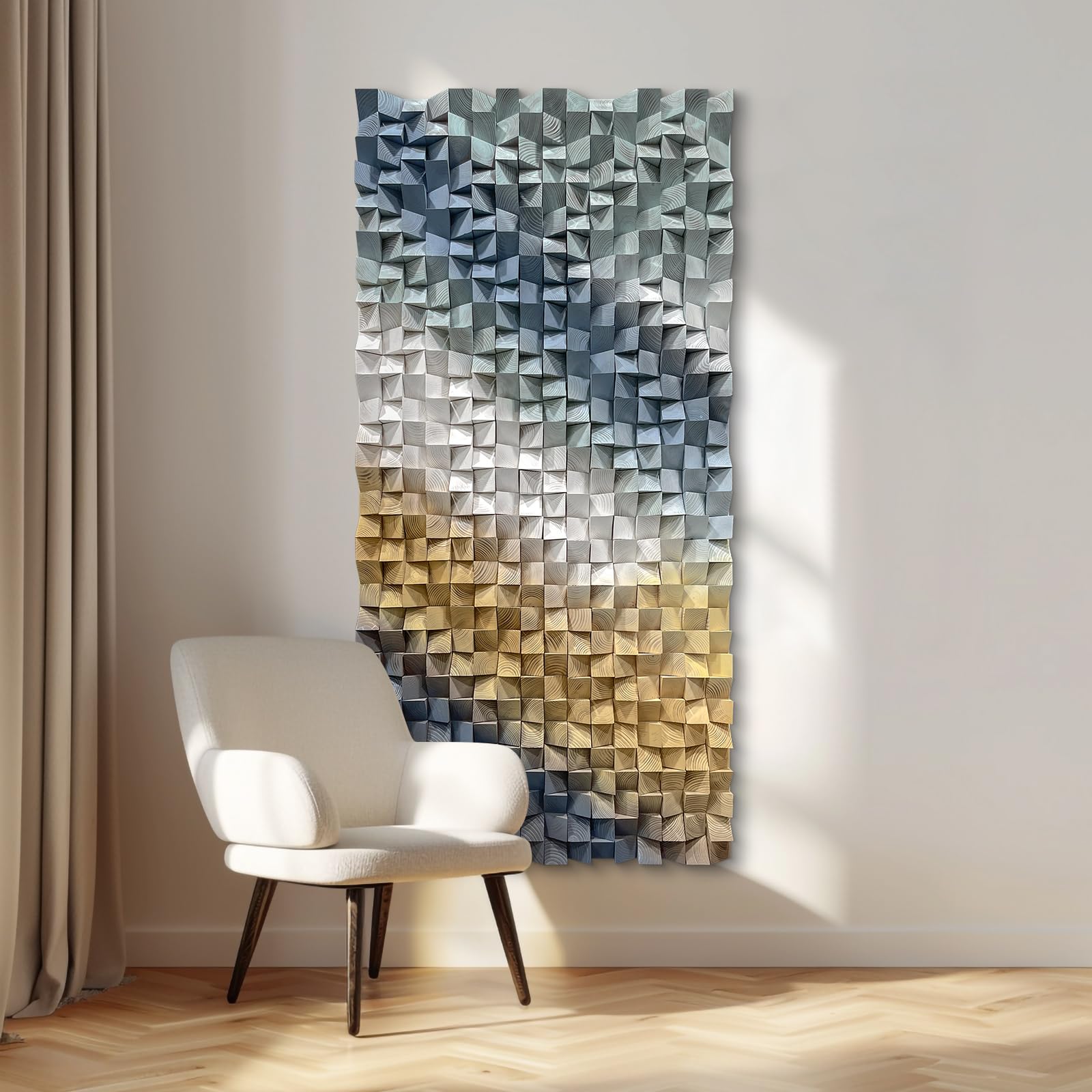 LIUZEYUE Wooden block symphony, modern minimalist wall decoration