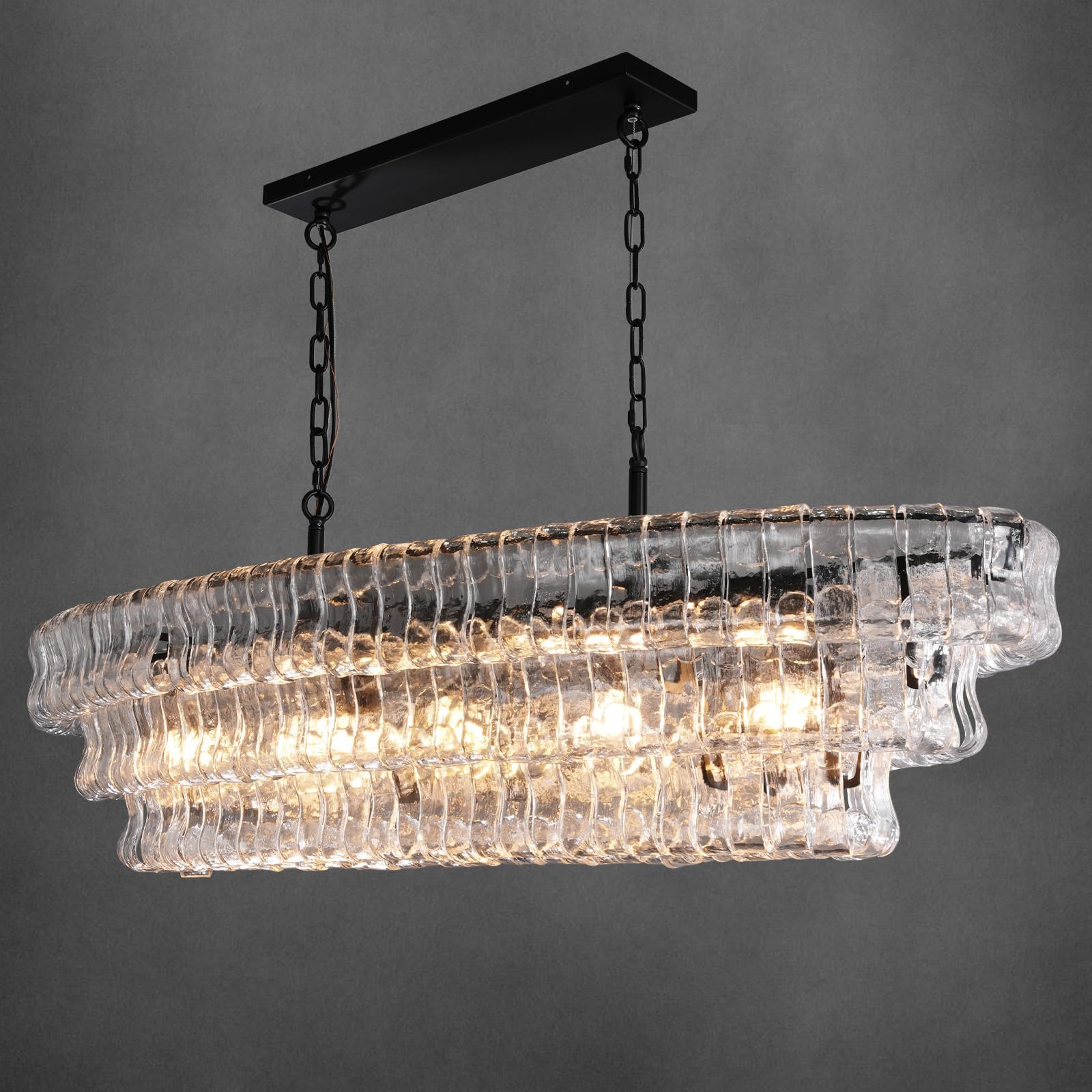 Large Rectangular Glass Chandelier