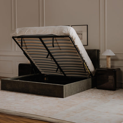Upholstered Storage Bed with Tufted Headboard