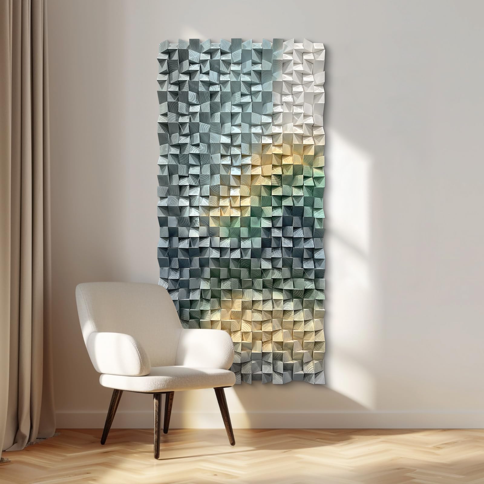LIUZEYUE Wooden block symphony, modern minimalist wall decoration