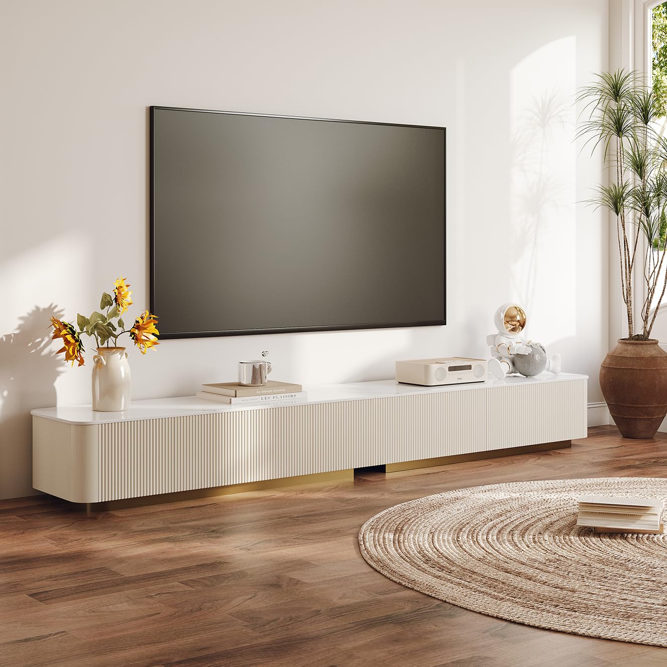 FHKJ Modern TV Stand for Living Room, Modular Entertainment Center