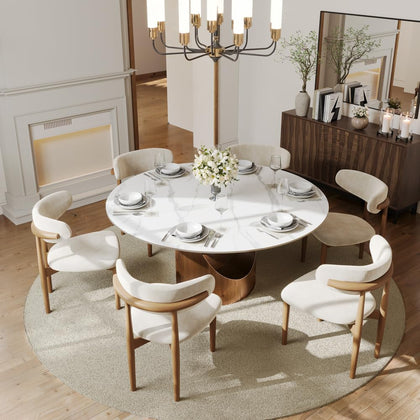 POVISON Modern Dining Table Sintered Stone Tabletop