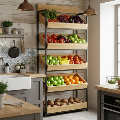 3-Tier Wood Fruit & Vegetable Storage Rack