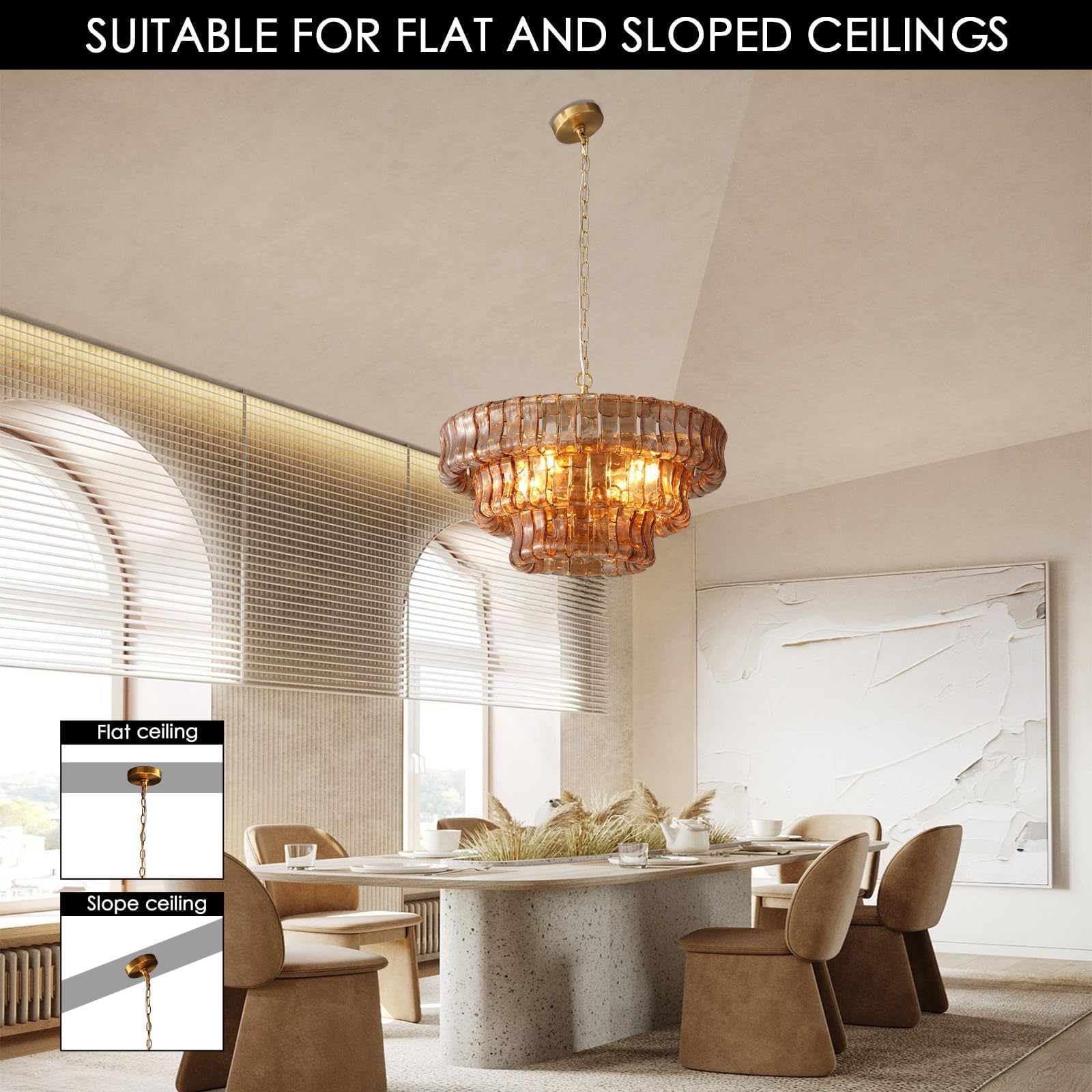 Large Rectangular Glass Chandelier
