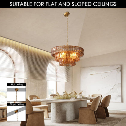 Large Rectangular Glass Chandelier