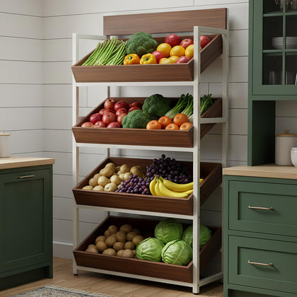 3-Tier Wood Fruit & Vegetable Storage Rack