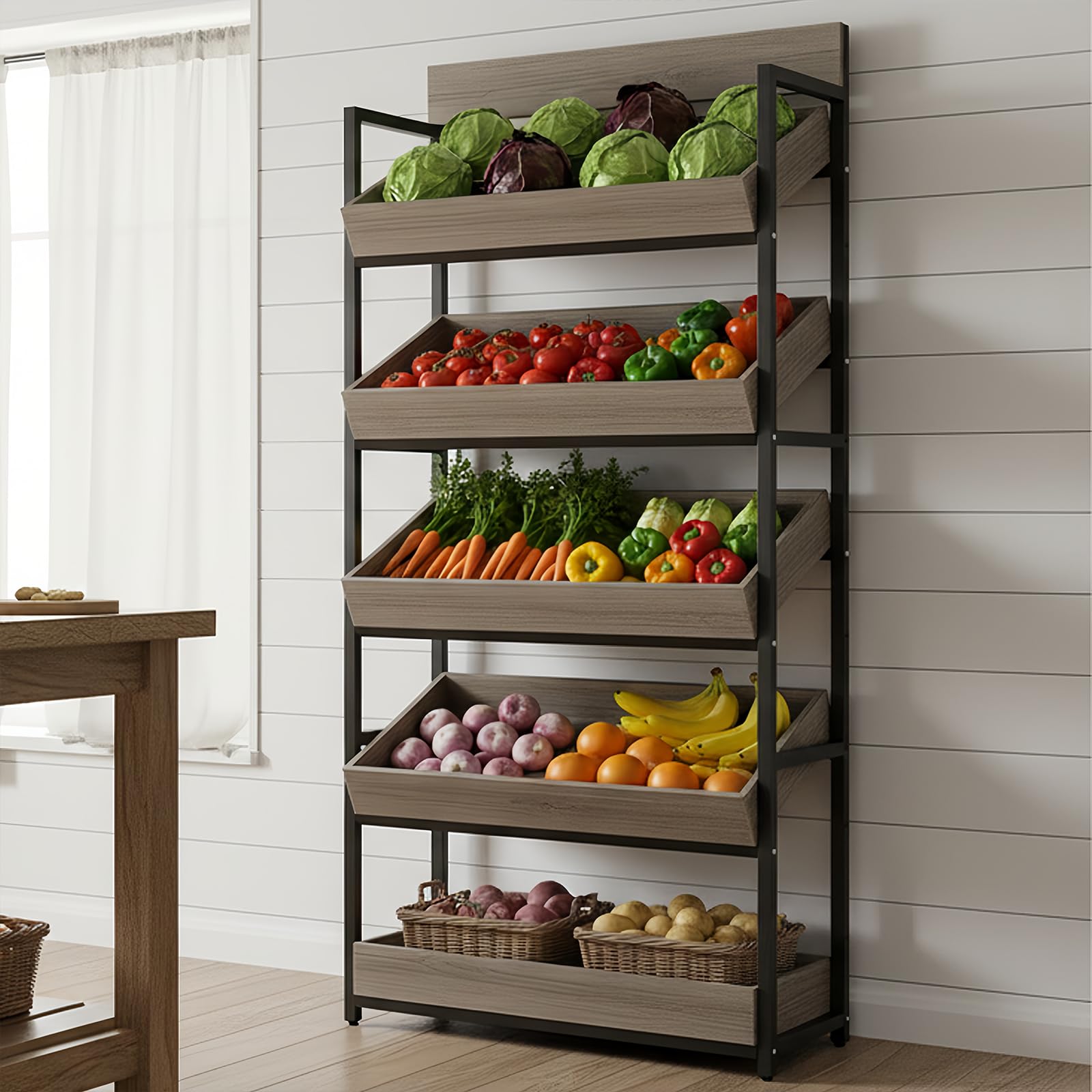 3-Tier Wood Fruit & Vegetable Storage Rack