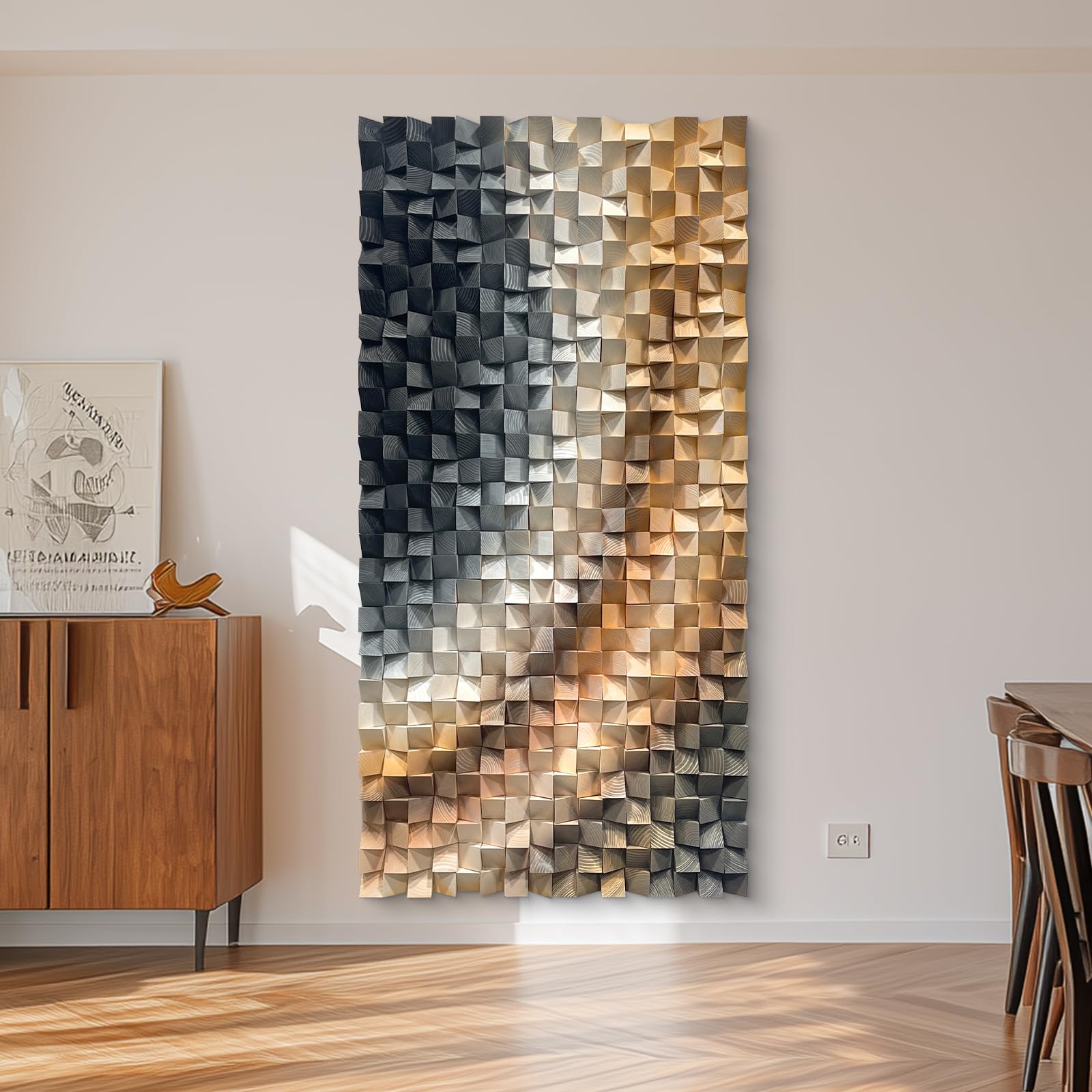 LIUZEYUE Wooden block symphony, modern minimalist wall decoration