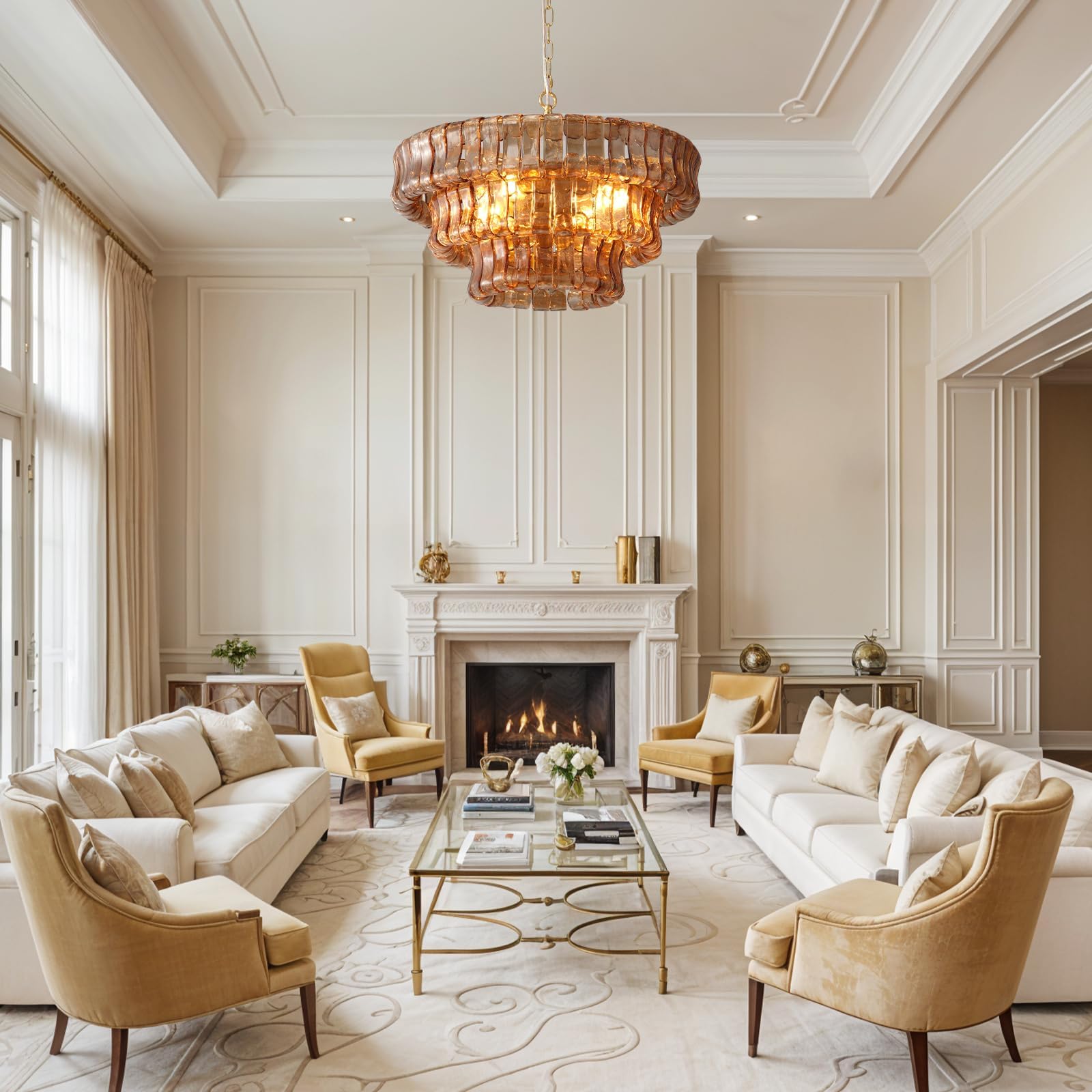 Large Rectangular Glass Chandelier