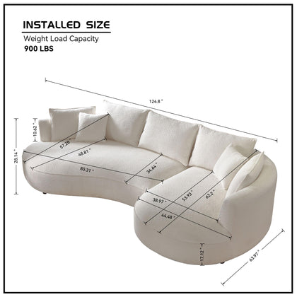 mr.waiba 125” Modern Curved Boucle Sectional Couch