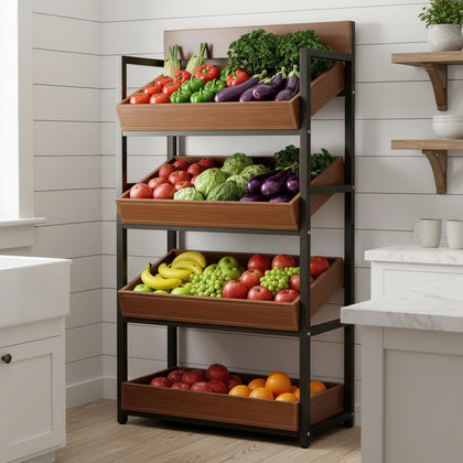 3-Tier Wood Fruit & Vegetable Storage Rack