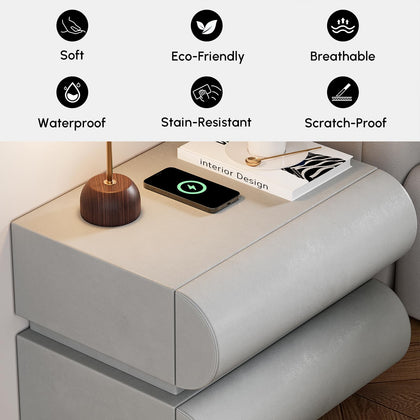 homary Modern Nightstand with 2 Drawers, Tile End Table for Living Room in Gold Finish Square Bedside Table
