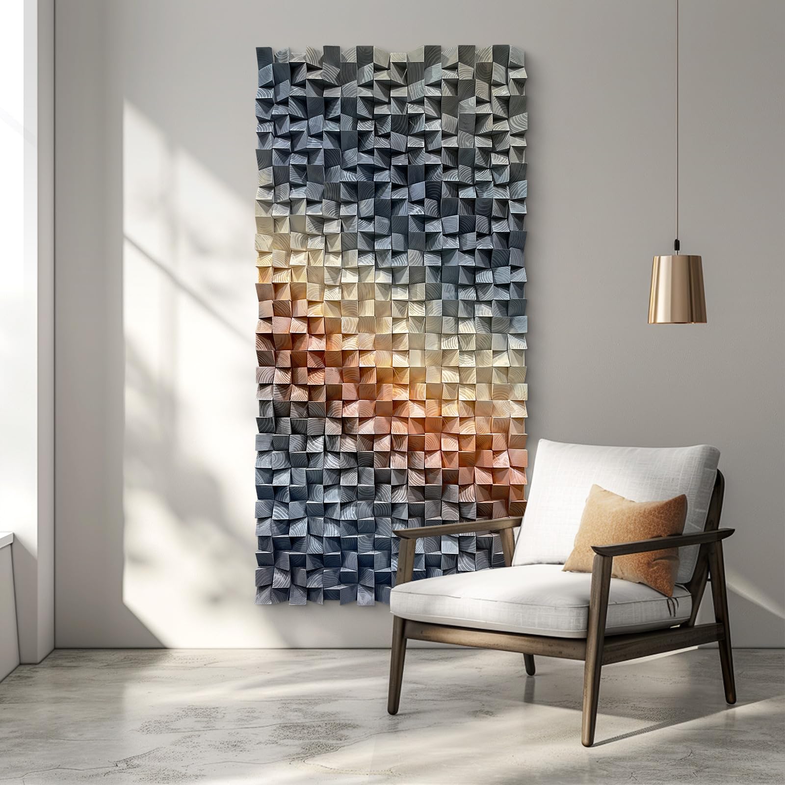 LIUZEYUE Wooden block symphony, modern minimalist wall decoration