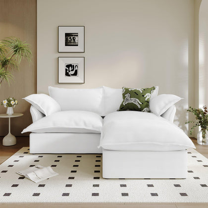 Modular Linen Sectional Sofa with Deep Seats & Removable Covers