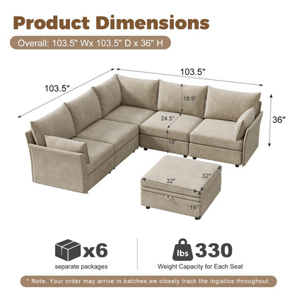 ABCASA Oversized Modular Sectional Sofa CouchSet