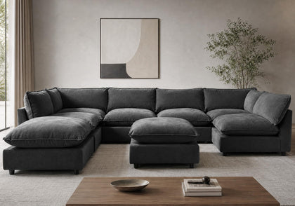 Modular Chenille Sectional Sofa with Deep Seats