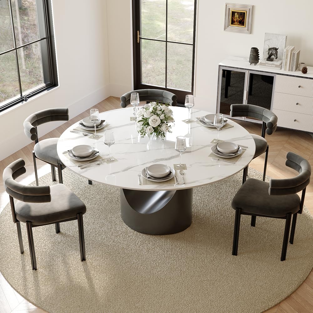 POVISON Modern Dining Table Sintered Stone Tabletop