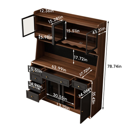 Buffet Cabinet with Hutch, Power Outlet & Storage