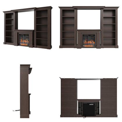 Bookcase Entertainment Center with Electric Fireplace & Storage