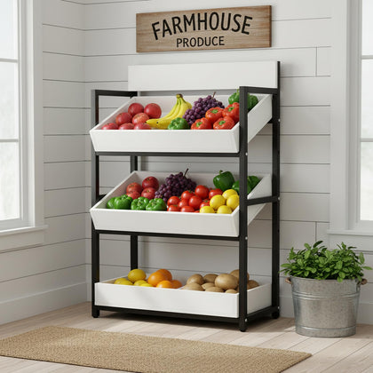 3-Tier Wood Fruit & Vegetable Storage Rack