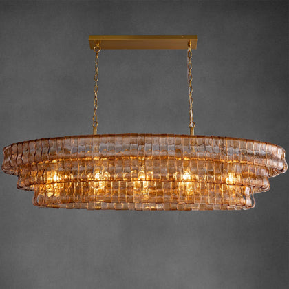 Large Rectangular Glass Chandelier