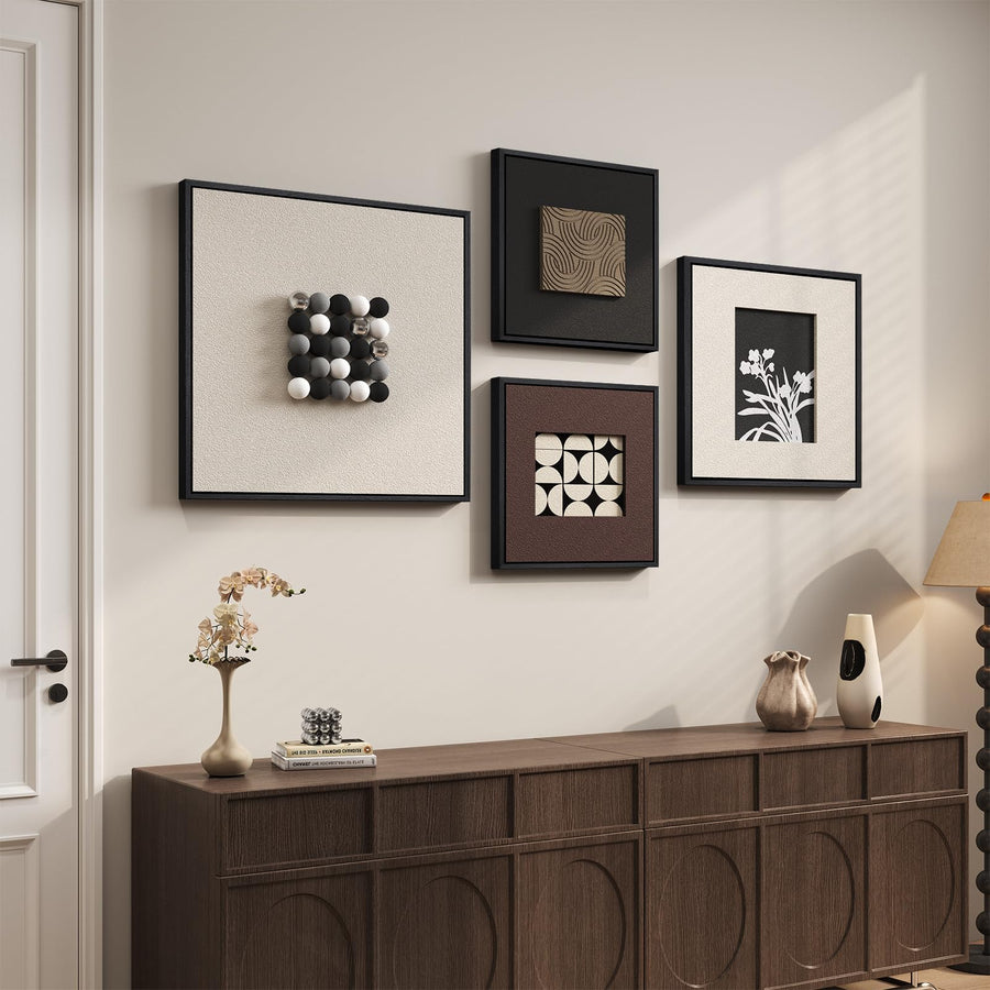 4 Piece Framed 3D Textured Wall Art for Living Room