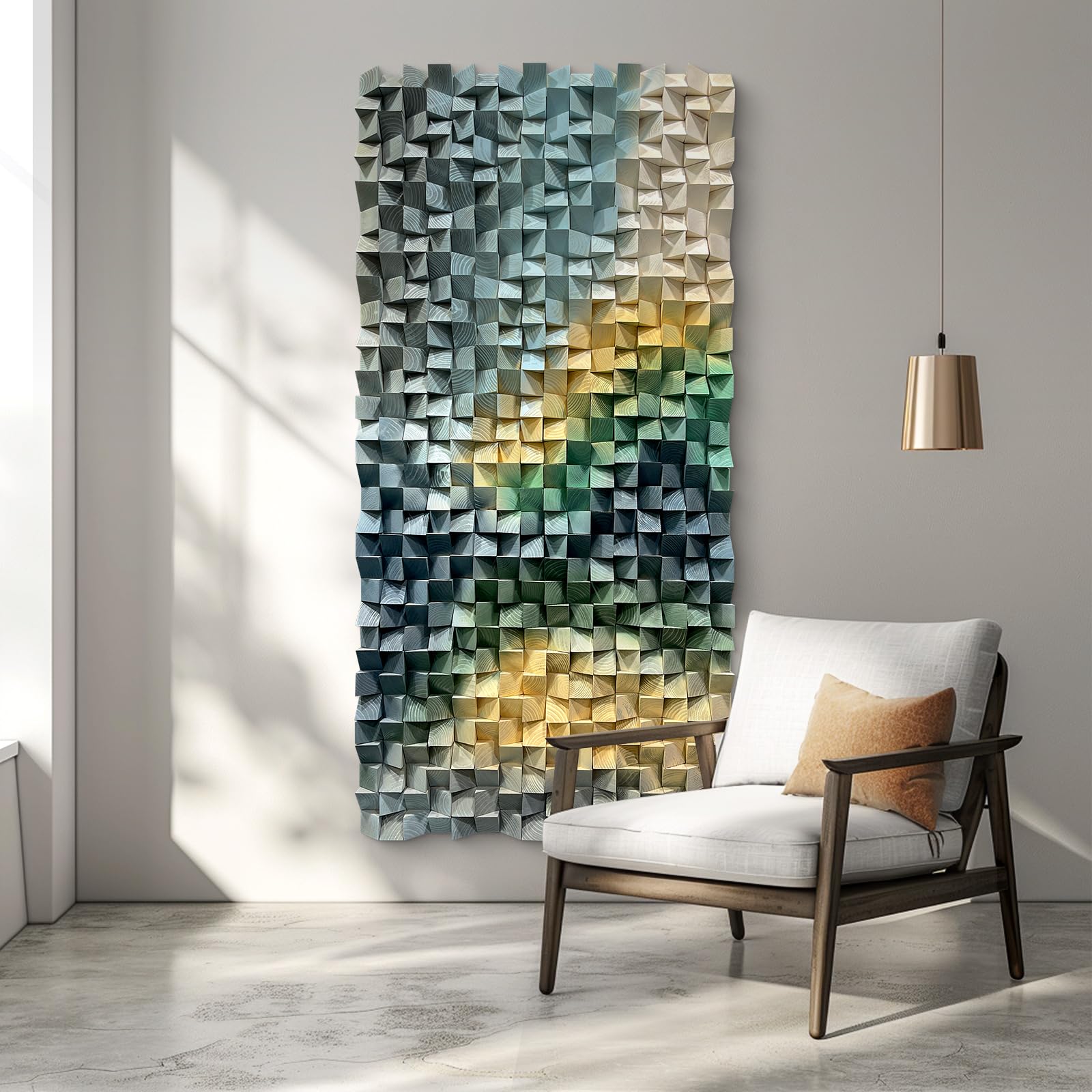 LIUZEYUE Wooden block symphony, modern minimalist wall decoration
